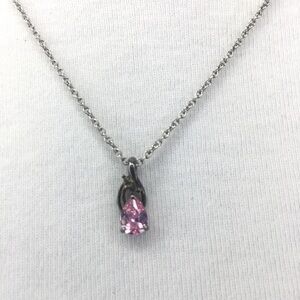 STS Sterling 925 pink teardrop necklace 18” chain